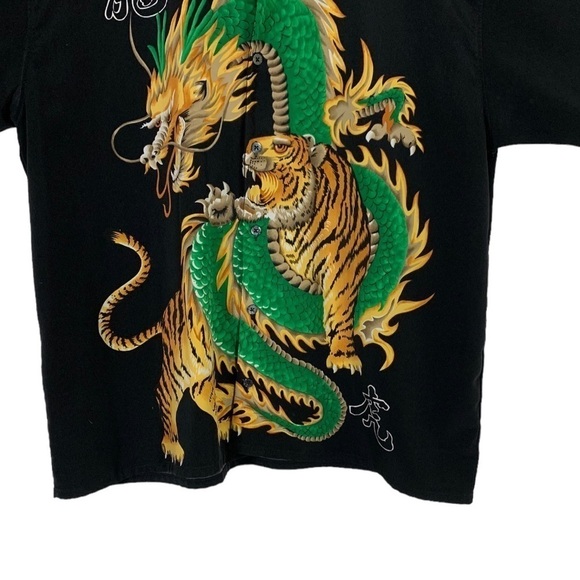 Vintage Moon Dragon Button Down Short Sleeve Shirt Size XXL - Picture 5 of 9
